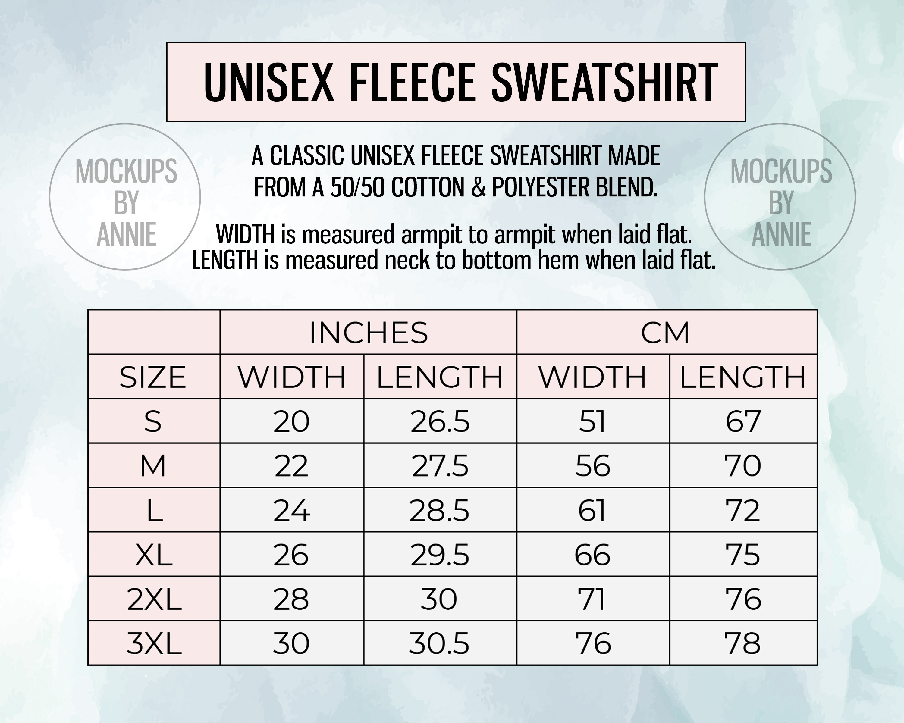 Hanes P160 Unisex Fleece Sweatshirt S - 3XL Size Chart | Long Sleeve  Sweater Guide Mockup JPEG Download