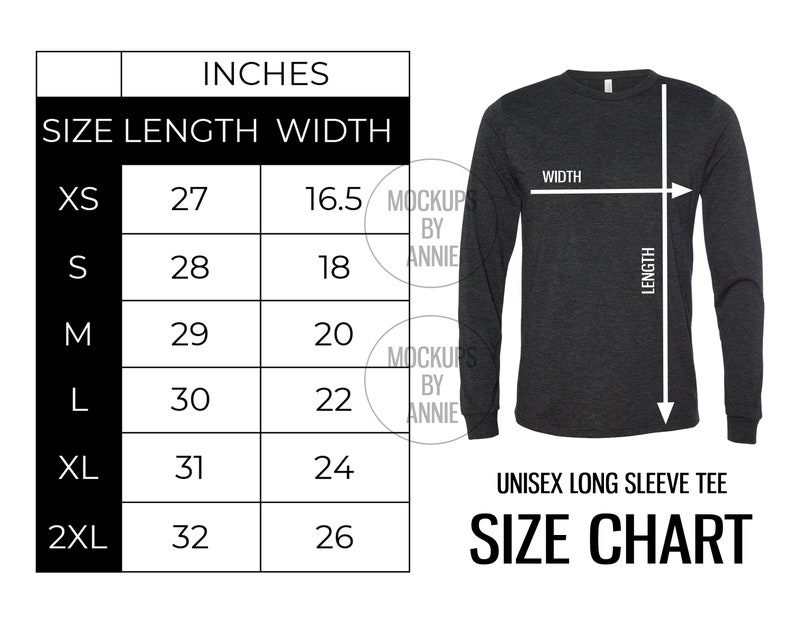 bella canvas 3501 size chart