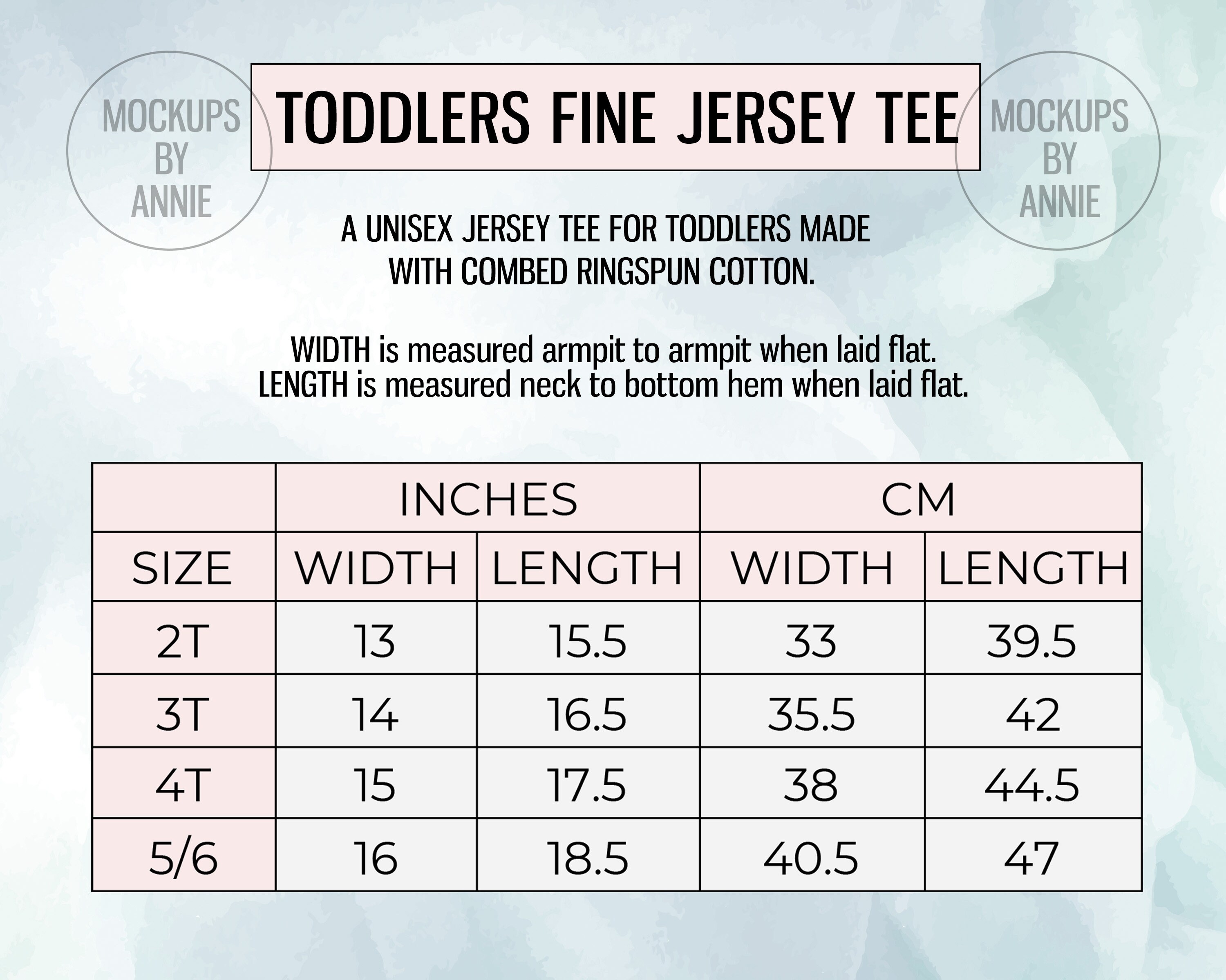 Rabbit Skins 3321 Toddler Fine Jersey Tee 2T 5/6 Size Chart Unisex