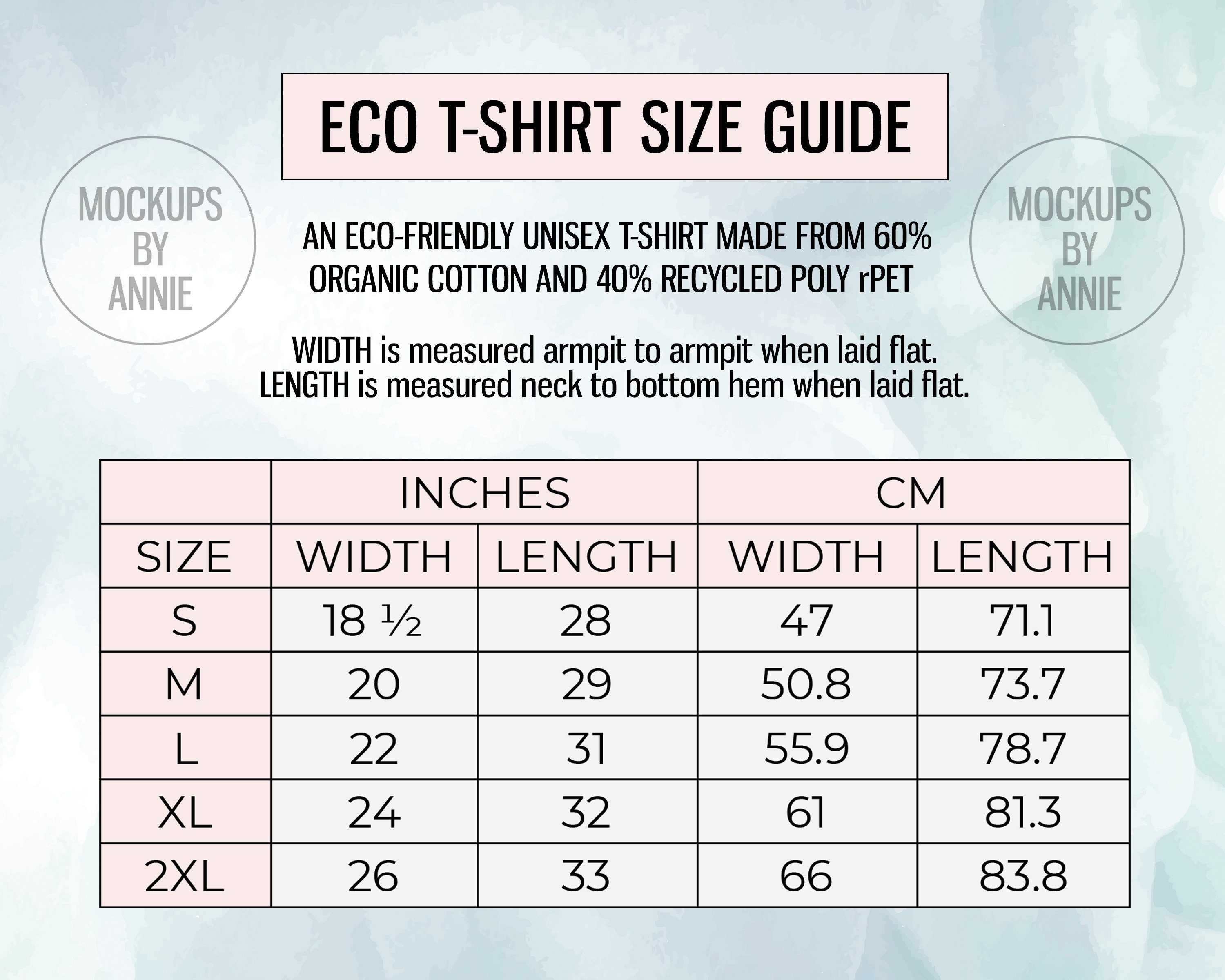 Next Level 4600 Unisex Eco Tee S 2XL Size Chart Printful T-Shirt Guide ...