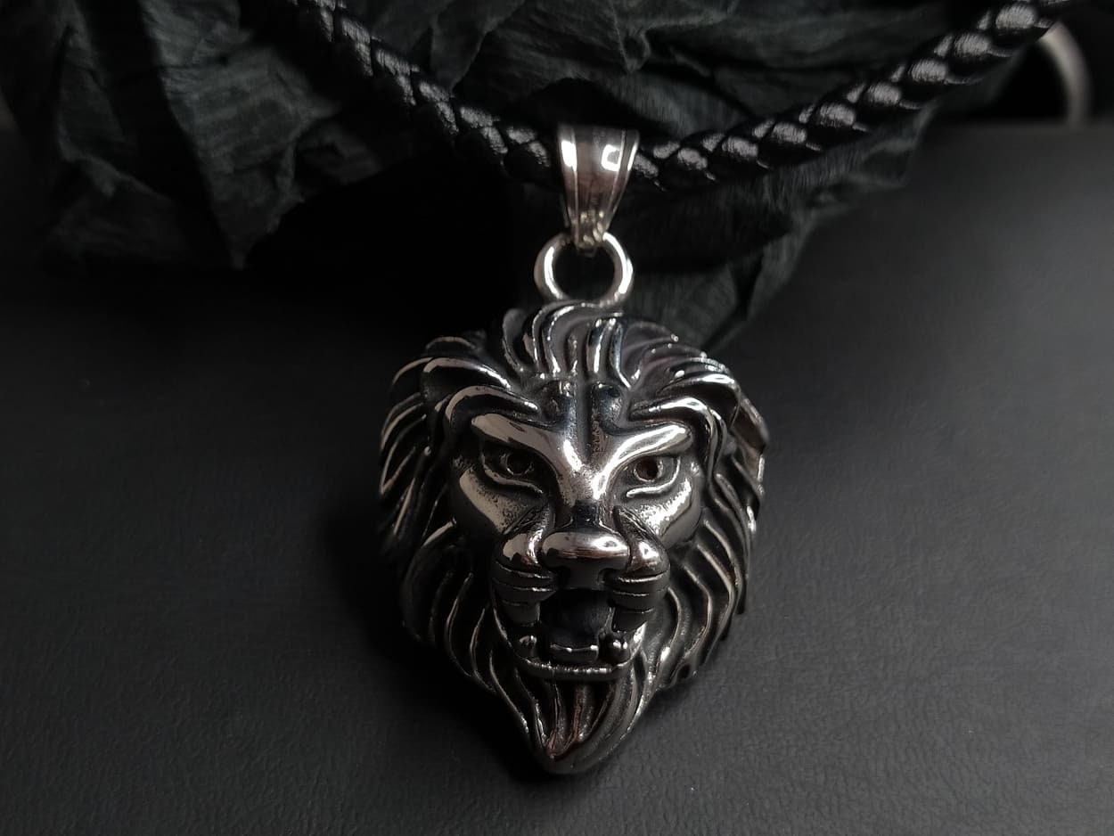 Men's Lion Necklace Stainless Steel Pendant Lion Etsy UK