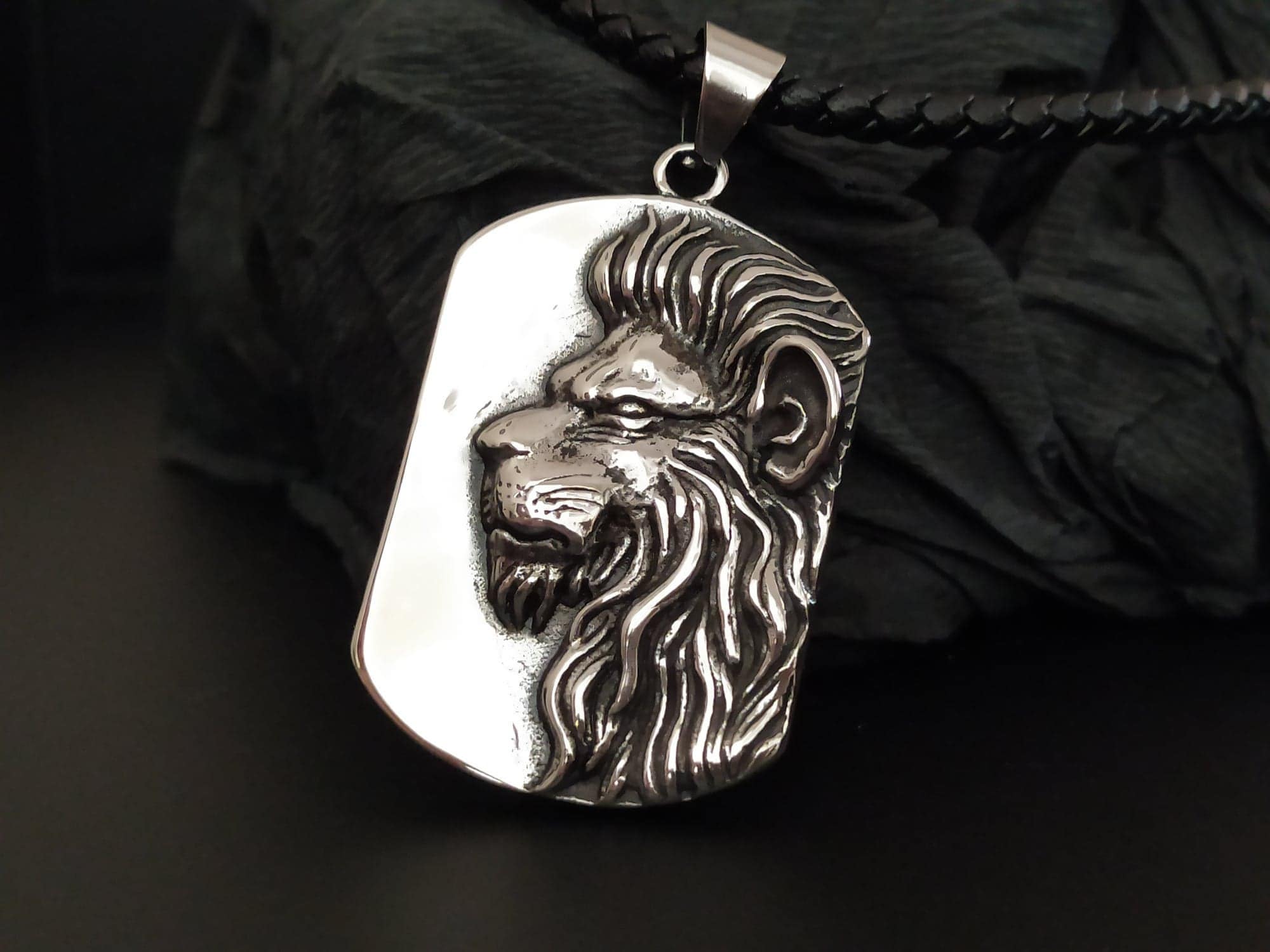 Lion Men's Necklace Lion Pendant Silver African Pendant Etsy