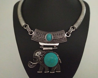 Boho necklace, elephant necklace ethnic, vintage necklace, gift for her