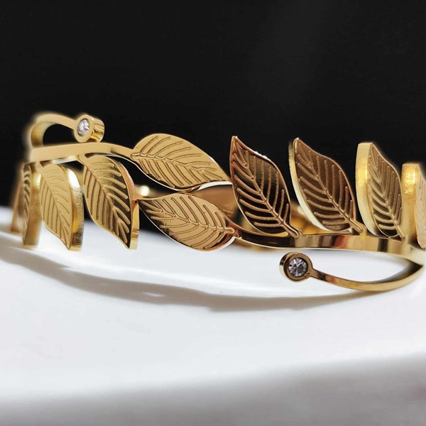 Bridal Laurel Leaf Greek Goddess Bangle Bracelet / Gold /Ancient Greek bracelet / gift for her