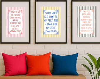 Christian Gallery Set of 3 | Bible Verse Wall Art | Scripture Printable INSTANT DOWNLOAD | Modern Religious Decor
