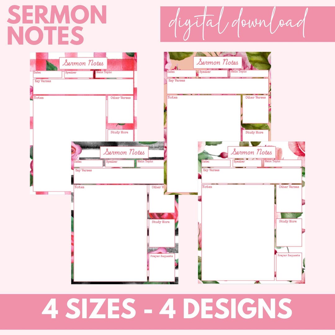 Sermon Notes Printable | Bible Study Journal PDF | Christian Planner ...