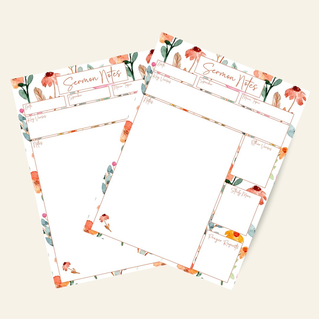 Sermon Notes Printable | Bible Study Journal PDF | Christian Planner ...