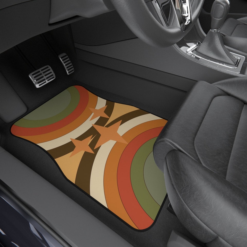 Discover Retro Striped Car Floor Mat, Vintage Car Floor Mat