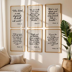 Christian Gallery Set of 6 Psalms | Bible Verse Wall Art | Scripture Printable INSTANT DOWNLOAD | Vintage Religious Decor
