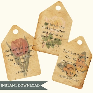 36 etiquetas imprimibles de las Escrituras, efímeras cristianas para diarios basura, versículos bíblicos antiguos, adornos basados en la fe, descarga digital, iglesia