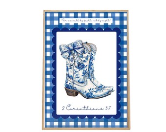 Walk by Faith druckbare Kunst | Christliche Schrift Druck | Bibel Vers Kunst | Cottage Bibel Dekor | Digitaler Download | JPG & PDF
