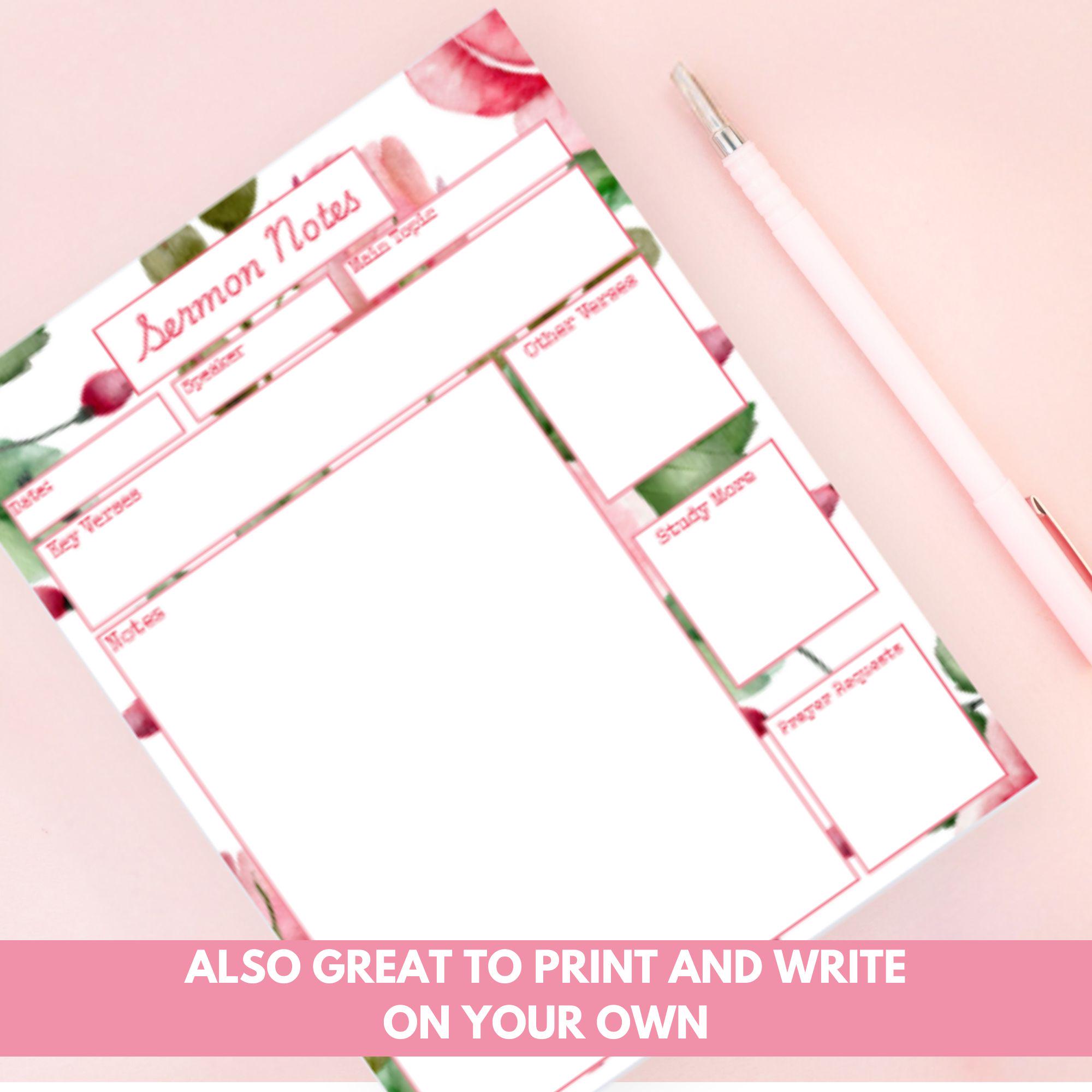 Sermon Notes Printable | Bible Study Journal PDF | Christian Planner ...
