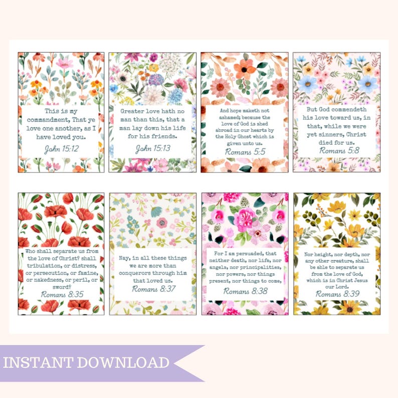40 KJV Memory Bible Verse Cards on LOVE | Prayer Card | Christian ...