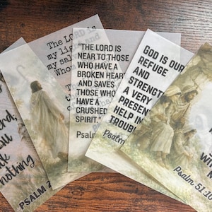 Printed Vellum Bible Verse Sheets, Set of 10 Psalms Tip Ins, Christian Bible Journaling Inserts, Scripture Vellum Pages, Faith Planner Decor