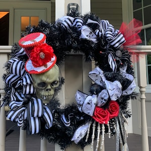 Red Hat Skeleton Wreath-Holiday Wreath