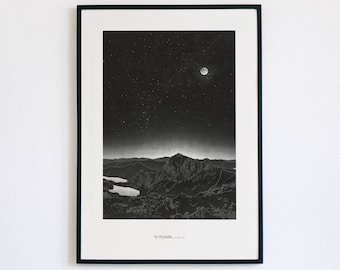 Yr Wyddfa a'r Lleuad (Snowdon and the Moon) poster - unframed