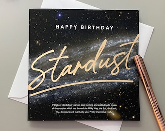 Happy Birthday Stardust greeting card, Andromeda Galaxy - 150x150mm