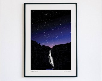 Aber Falls on a summer's night poster - unframed