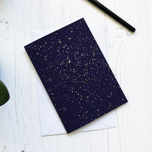 Gold foil stars astronomy greeting card