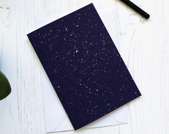 Gold foil stars astronomy greeting card