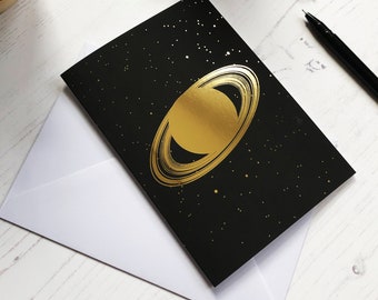 Gold foil Saturn greeting card