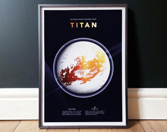 Copper foil Titan moon poster - A3, unframed