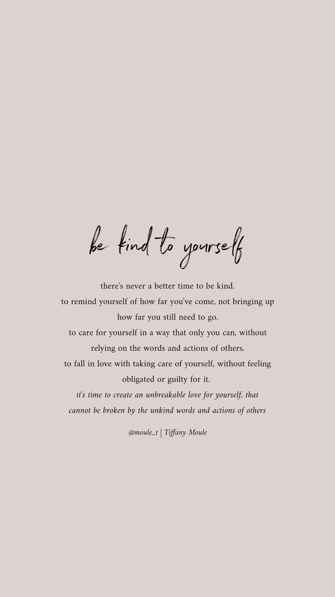 Be Kind To yourself PRINT (Digital) Quote by Tiffany Moule