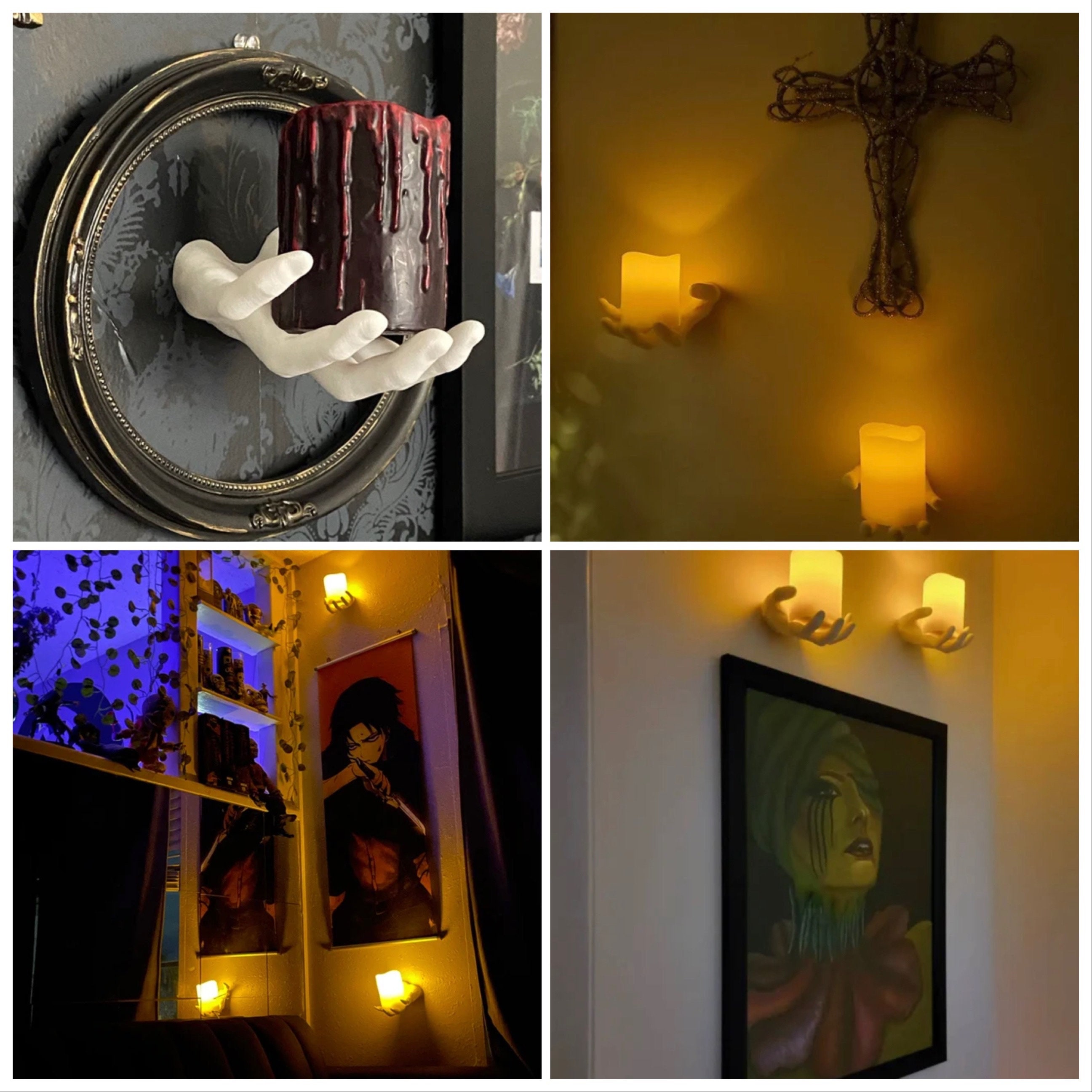 Creepy Hands Wall Candles | Spooky LED Candles for Halloween Wall Decor | Candle Included | Wall Lights | Wall Lamps