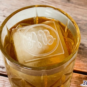 Custom 2in Monogram Ice Cube Mold | Whiskey Cocktail Gift for Him | Personalized Initials for Father&#39;s Day