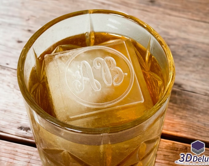 Custom 2in Monogram Ice Cube Mold | Whiskey Cocktail Gift for Him | Personalized Initials for Father's Day