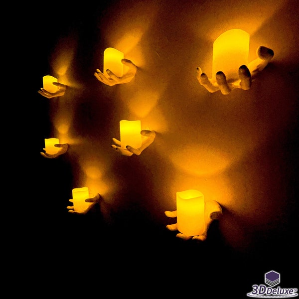 Bougeoir d'Halloween effrayant | Décoration murale à bougie LED Creepy Hands | Bougie incluse | Matériel de montage inclus