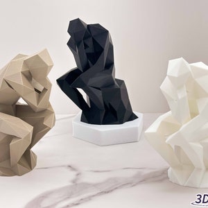 Low Poly Thinker Statue Home Decor | Minimalist - The Thinker Sculpture | Auguste Rodin
