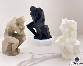 Low Poly Thinker Statue Home Decor | Minimalist - The Thinker Sculpture | Auguste Rodin