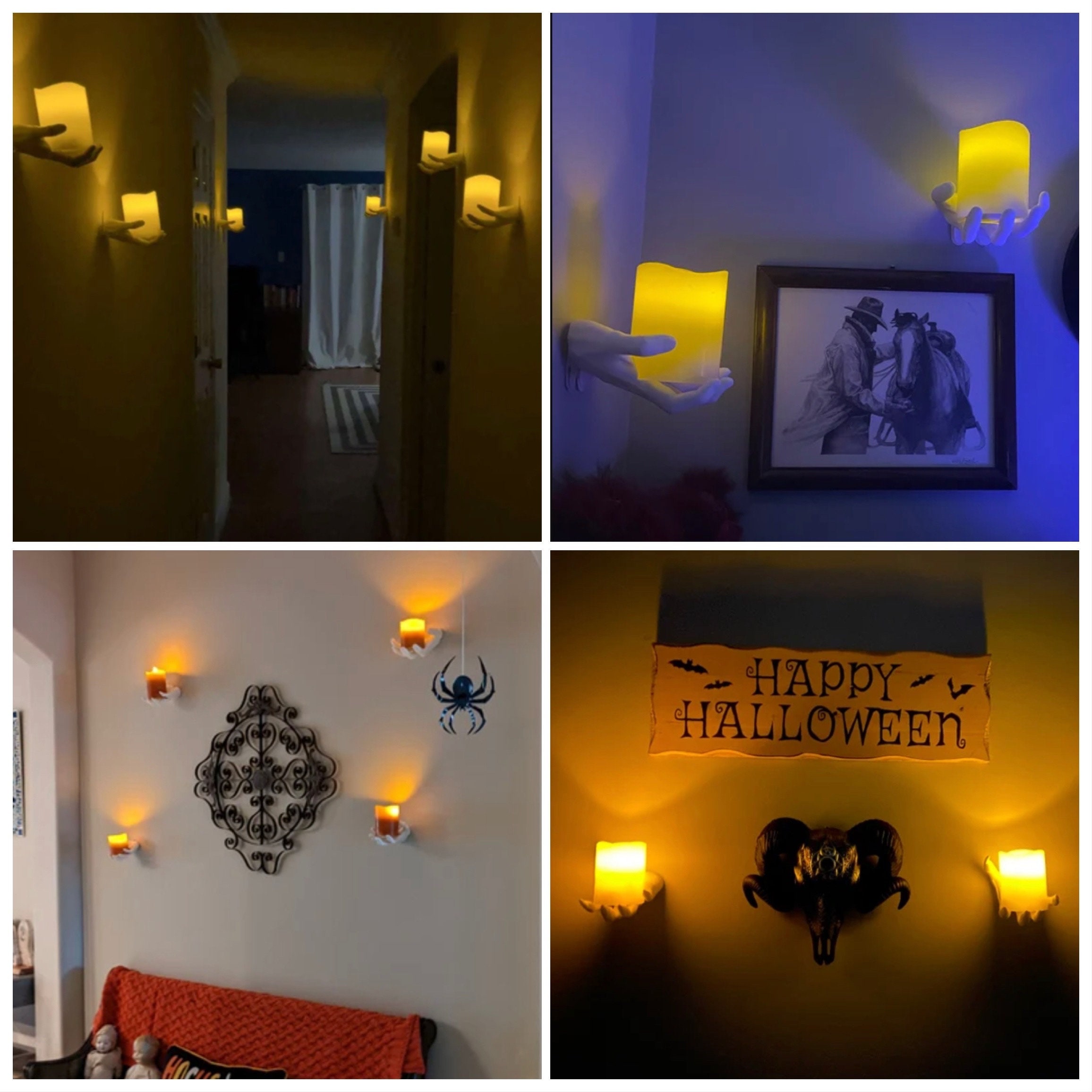 Creepy Hands Wall Candles | Spooky LED Candles for Halloween Wall Decor | Candle Included | Wall Lights | Wall Lamps