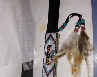 Knife Belt Type Buffalo Horn Handmade With Beaded Hilt a  display picture 1