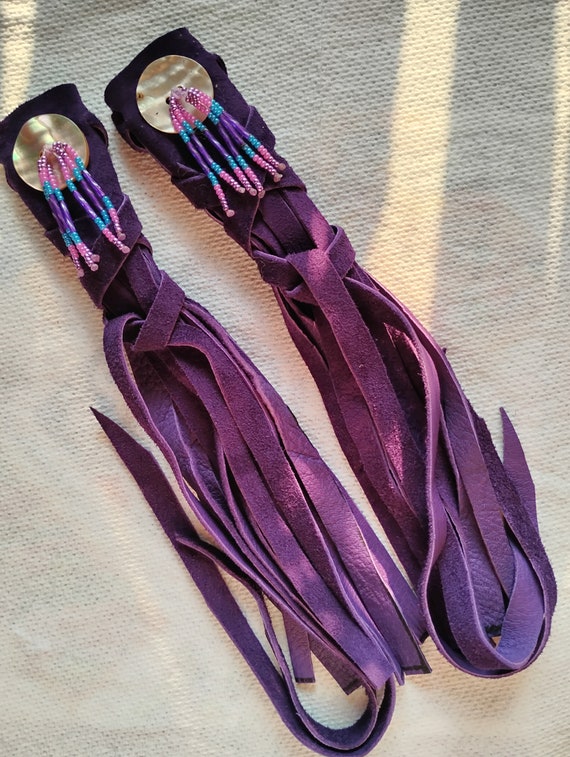 Native American Braid Wraps, Handmade by Me, Deerskin Suede  display picture 2