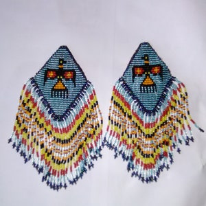 Toe Plugs Cherokee Design Thunderbird&#39;s. Handmade Beaded  For Moccasins Native American,Pow Wow Regailia,Made to Order, By the Pair