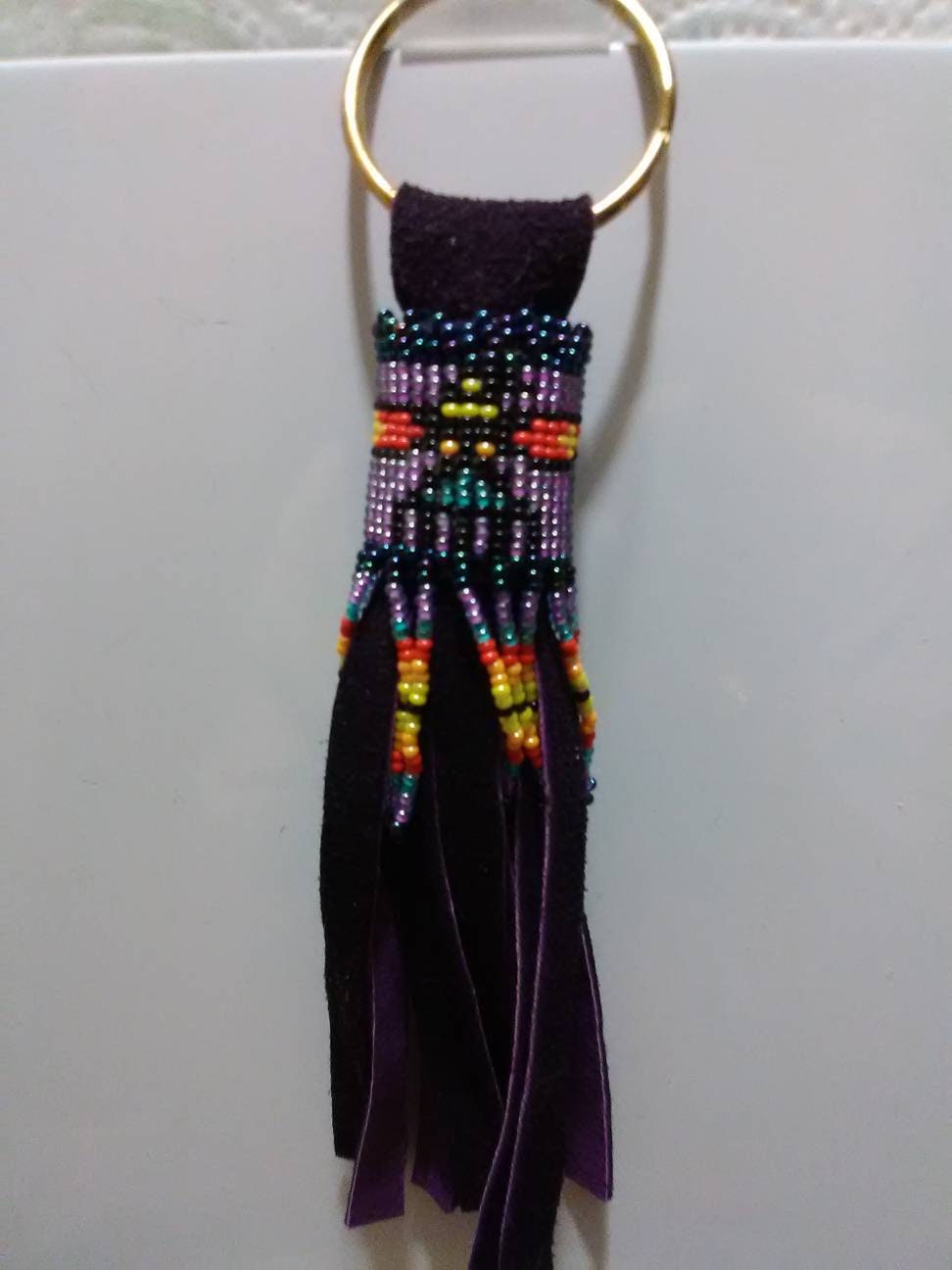 Keychain Beaded Thunderbird Cherokee Design Handmade Deerskin | Etsy