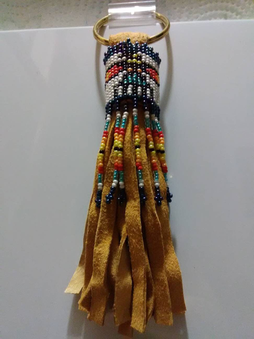 Keychain Beaded Thunderbird Cherokee Design Handmade Deerskin | Etsy