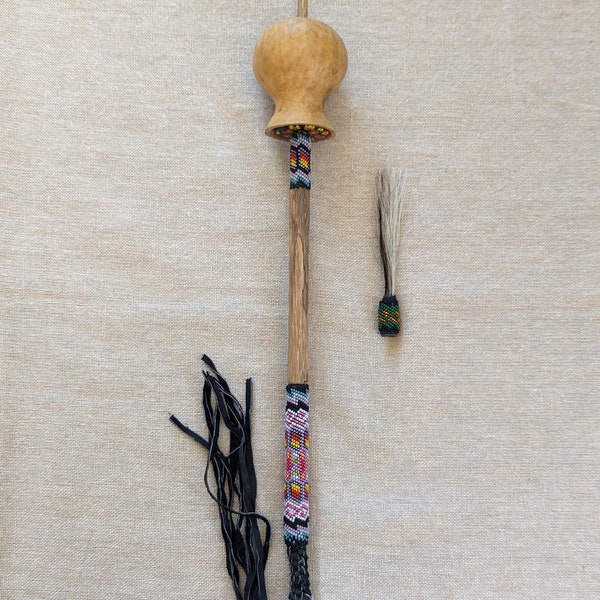 Peyote Beaded Rattle, Native American Ceremony, Shamanic Rattle ~ Ocelotl