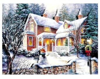 Christmas Card Making 3D Paper Tole Snow on Cottage Christmas Card Making 3D Paper Tole Snow on Cottage