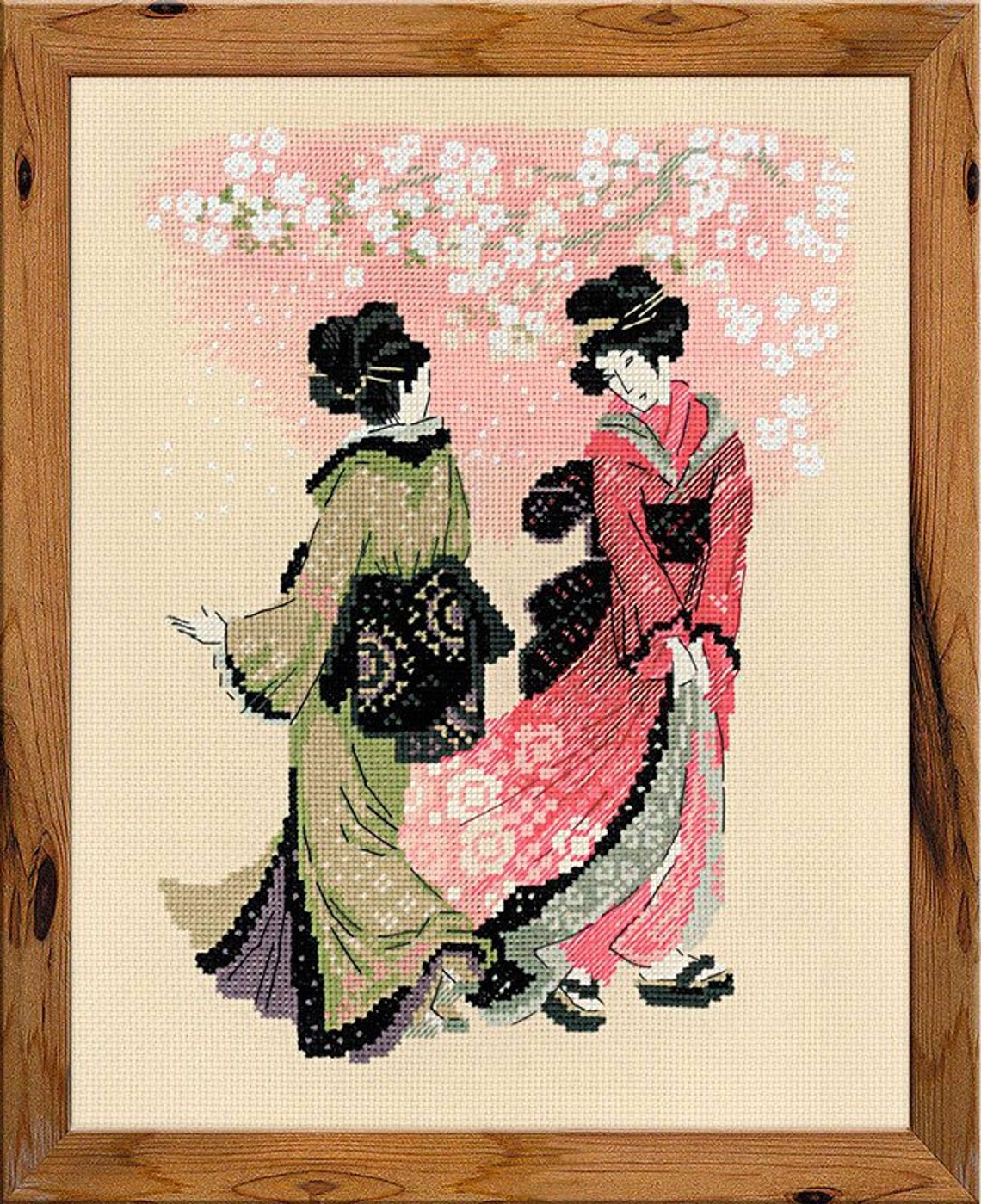 Geisha Cross Stitch Japan Art kit Oriental cross stitch Etsy