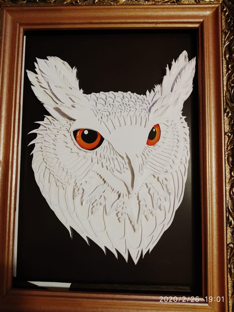 White owl paper tole kit 3D decoupage hibou kit Paper Etsy