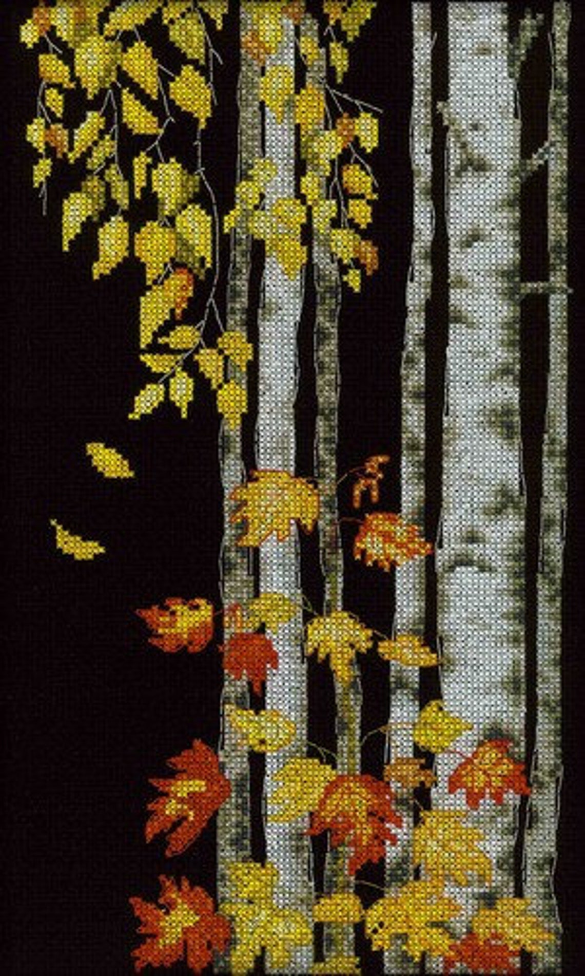Birch Cross Stitch Forest kit Autumn cross stitch trees Etsy