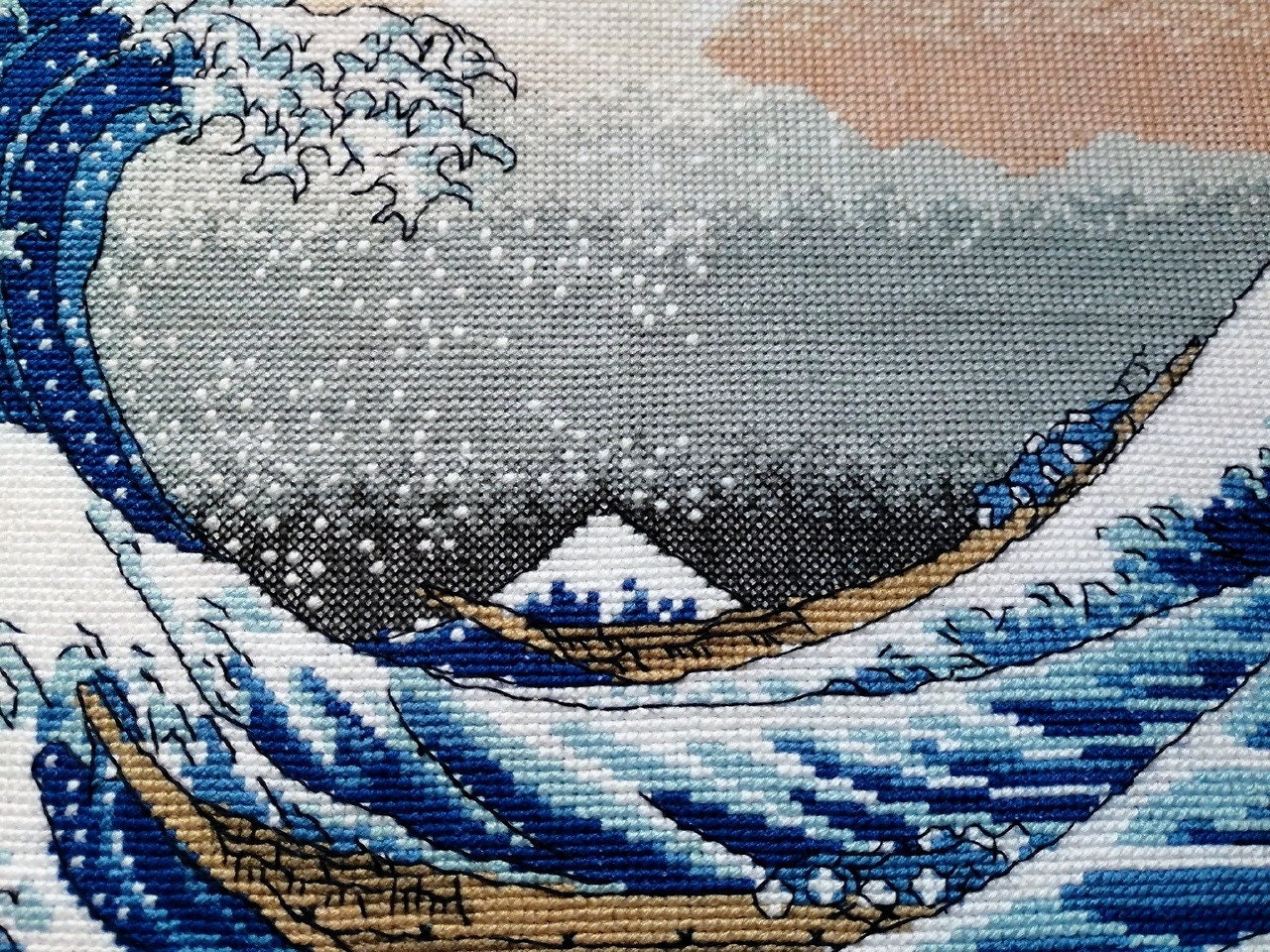 Wave Cross Stitch Hokusai kit Great Wave cross stitch Etsy