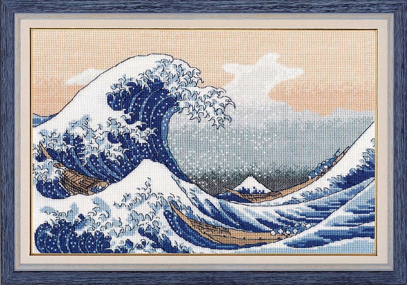 Wave Cross Stitch Hokusai kit Great Wave cross stitch Etsy