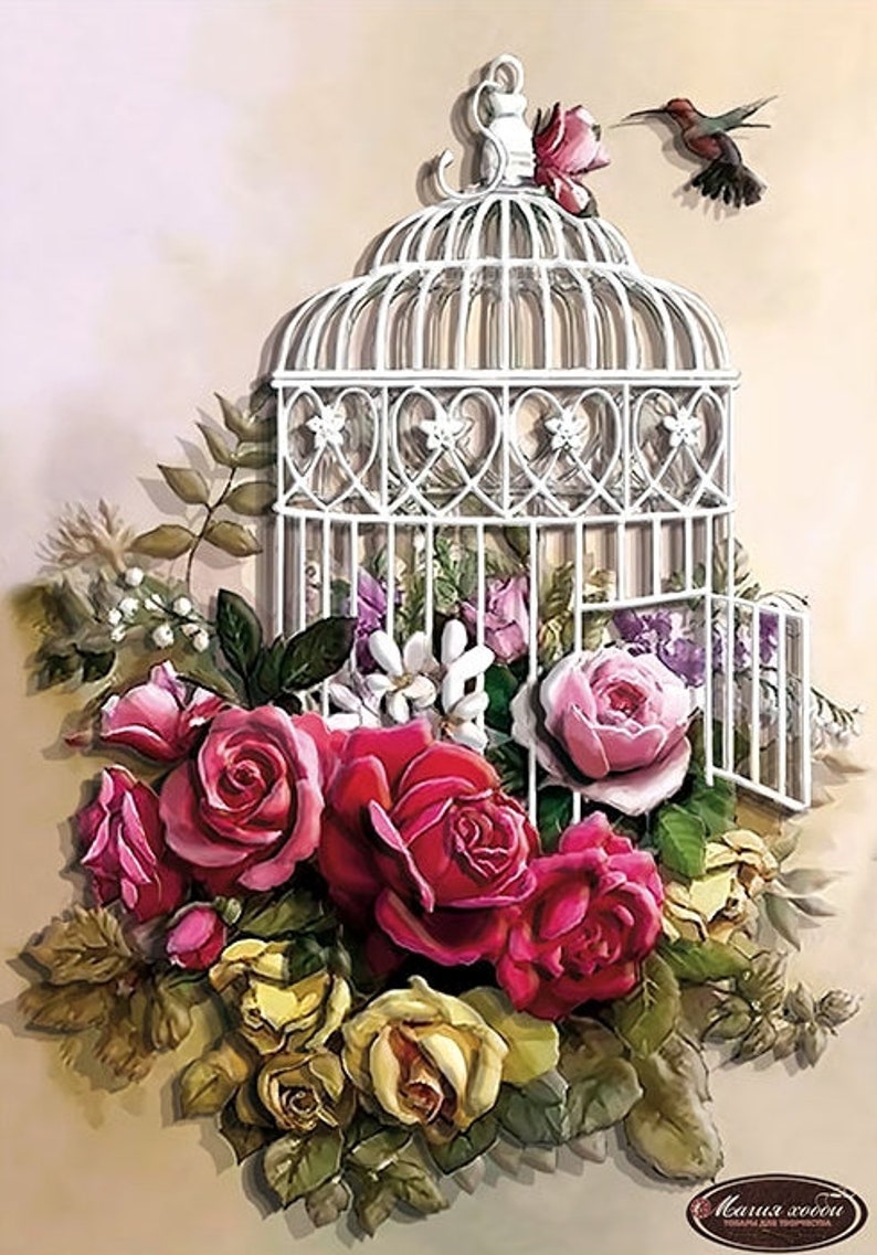 Bird Cage paper tole 3d kit 3D paper decoupage kit 3D Paper | Etsy