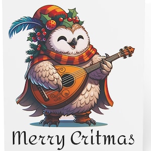 Bard Owlbear Christmas Critmas Greeting Cards