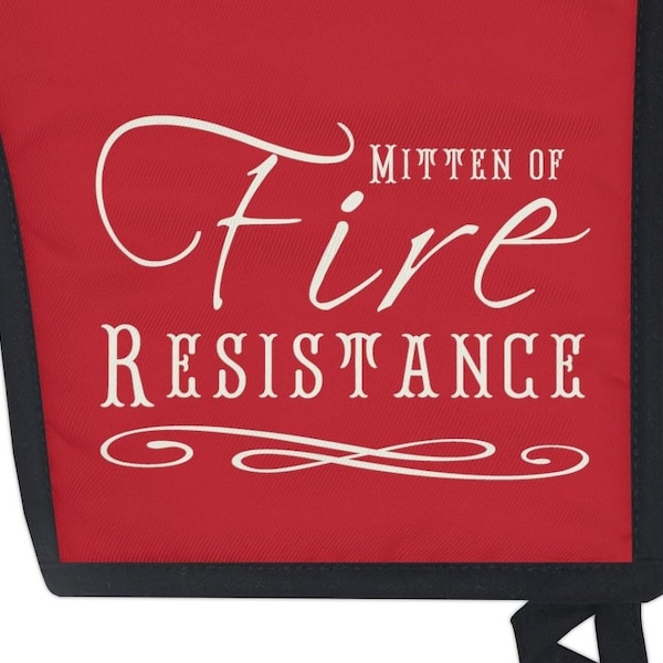 Oven Glove Mitt Potholder TTRPG Gift - DnD Mitten of Fire Resistance Red and White