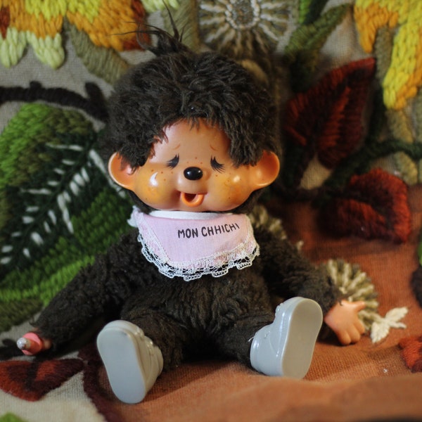 Vintage seltenes Weinendes Monchhichi - Original 1974 - Made in Japan - Guter Zustand